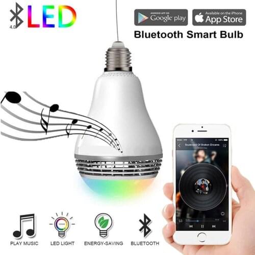 E27 RGB Wireless WIFI Smart Bluetooth 4.0 Audio Speaker Bulb Lamp Dimmable Colorful Music LED Bulb Light via WiFi App Control