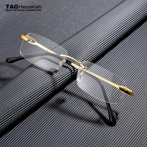 TAG Brand Glasses Frame men Retro Square designer Frameless eyeglasses frames for women myopia computer spectacle frames nerd