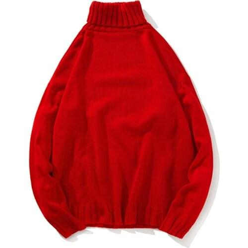 ZC1277 2020 new autumn winter high neck Youth pop men fashion pure color loose knitted sweater cheap wholesale