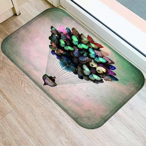 40x60cm Watermelon Flower Bath Mat Flannel Non-slip Water Absorption Carpet Bathroom Carpet Entrance Door Mat