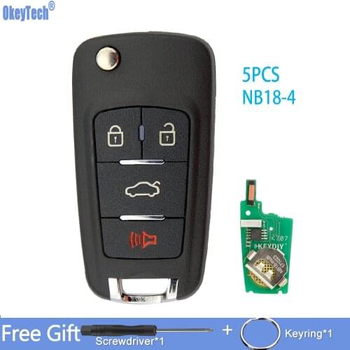 OkeyTech 5PCS KEYDIY 4 Button Multi-functional KD NB Series NB18 Remote Key For KD900 KD900+ URG200 (All Functions In One Key)