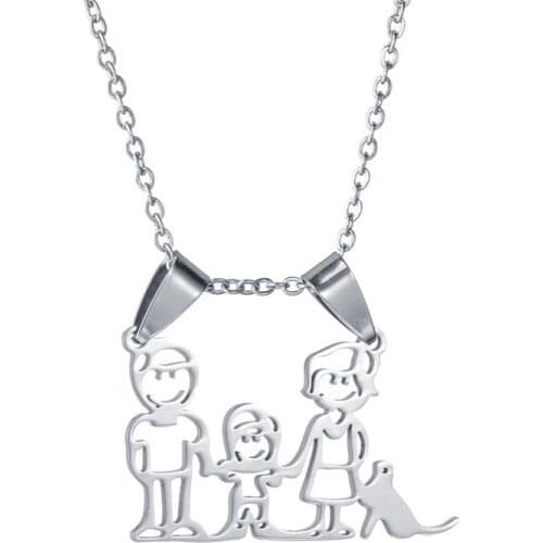 Stainless Steel Necklace Mama Family Necklaces Mom Dad Girl Cat Pet Love Pendant Jewelry Women Christmas Gift