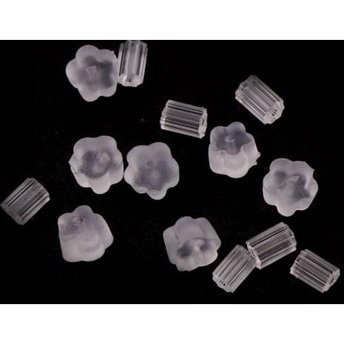 Transparent Straight&Flower Rubber Earring Backs Earring Plugs Stud topper Back Plugs DIY Charms Connectors Jewelry Findings