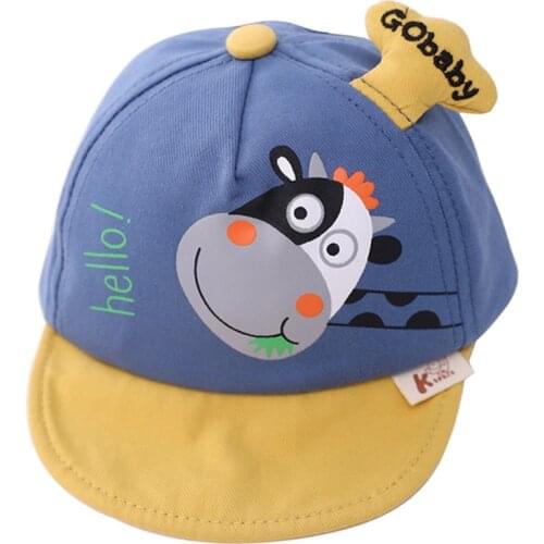 Baby Boy Girl Hat Baseball Cap for Toddler Kids Adjustable Cotton Snapback Cute Cartoon Animal Cow Caps 6-24M