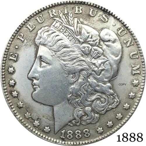 United States Of America 1888 Morgan One Dollar US Coin Liberty Cupronickel Silver Plated In God We Trust Copy Coin