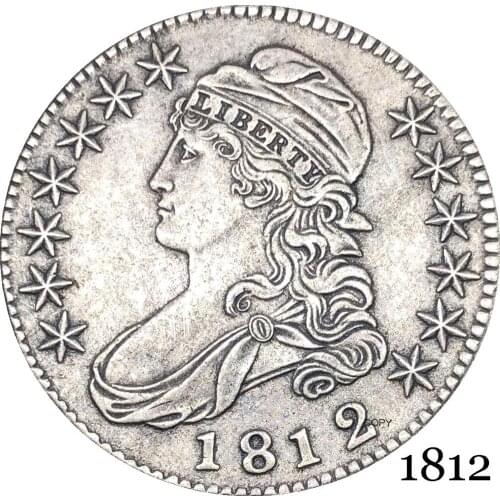 United States Of America Liberty Eagle 1812 50 Cents ½ Dollar Capped Bust Half Dollar Cupronickel Silver Plated Copy Coin