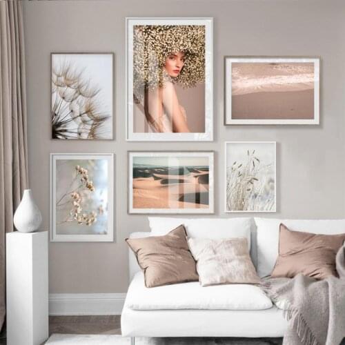 Modern Abstract Beautiful Lady Warm Landscape Wall Art Painting Gallery Pictures Printing Canvas Posters for Living Room