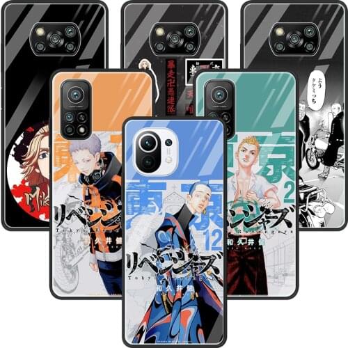 Glass Cover For Xiaomi 11 Ultra Note 10 10T 9 9T Poco X3 NFC X2 F2 M2 Pro Shell Back TPU Case Tokyo revengers Anime