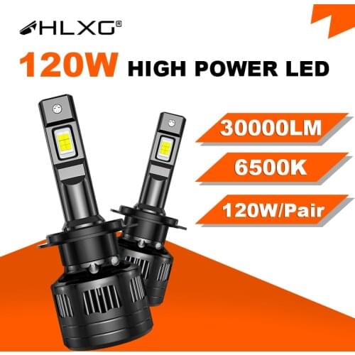 H7 LED Car Headlight Bulbs Canbus No Error 120W 30000LM H11 H4 LED H8 9005 HB3 9006 HB4 High Low Fog Lamps Ultra bright HLXG 2pc