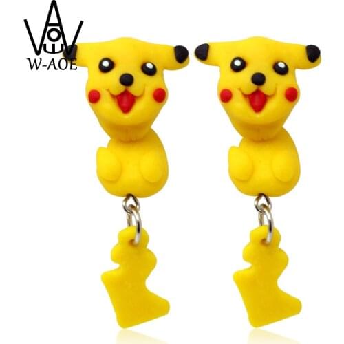 TTPAIAI 30 Handmade Polymer Clay Pokemon Pikach Stud Earrings Fashion Jewelry Cute Cartoon 3D Animal Earrings For Women Gift