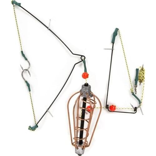 Fishing Bait Cage Spring Swivel With Line Hooks Feeder Fishing Hook With Stainless Steel Springs For Carp Fishing