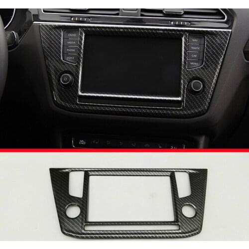 Carbon fiber Style Inside Interior center control Cover Trim For Volkswagen VW TIGUAN L 2017 2018
