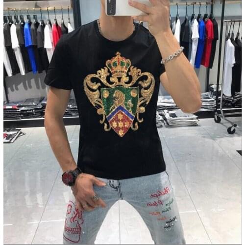 2021 Summer hot sale Diamond stone style Round Neck T-shirt European and American Fashion streetwear tshirt