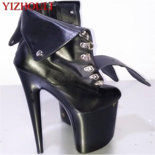 8 inch platform back zipper ladies' ankle boots sexy dance boots 15-20cm ultra sexy lace-up high heel shoes women leather boots