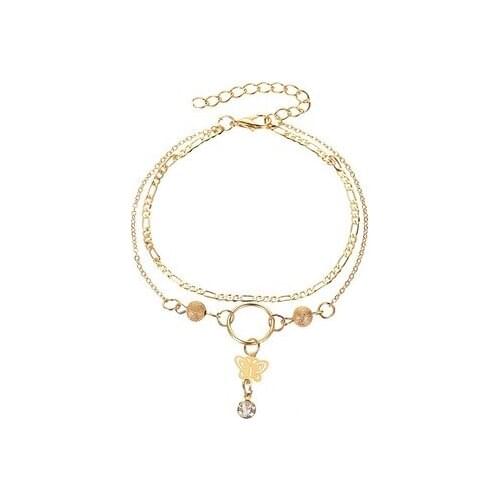 Bohemian Gold Color Chain Animal Anklet Set for Women Fashion Retro Butterfly Snake Lock Beach Anklet Sandal Jewelry Gifts