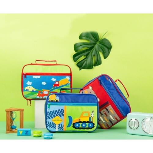 1Pcs Portable Childrens Lunch Bag Oxford Cloth Large-capacity Lunch Bag Hand-held Cartoon Pattern Insulation Bag