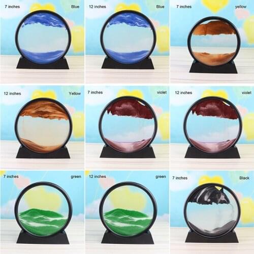 3D Scenery Painting Hourglasses Moving Liquid Sand Glass Frame Home Desktop Decor HFing