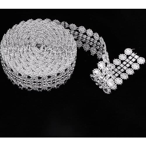 5 Yards Bling Diamond Wrap Ribbon Silver Rhinestone Mesh Roll Tape Tulle Crystal Ribbon for DIY Cake Wedding Decoration Favors