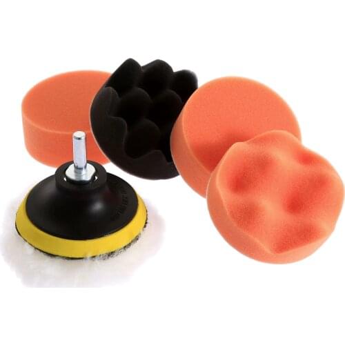 7Pcs 3 inch Buffing Pad Car Polishing Wheel Kit Buffer With M10 Drill Adapter For Auto Rotary Tool Polisher Wash Sponge Pads Set