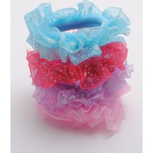 8 Pcs/ set Girls Elastic Hair Rubber Bands Lace Side Layer Kids Hair Ties Gum Elastic Hair Ropes Children Hair Accessories