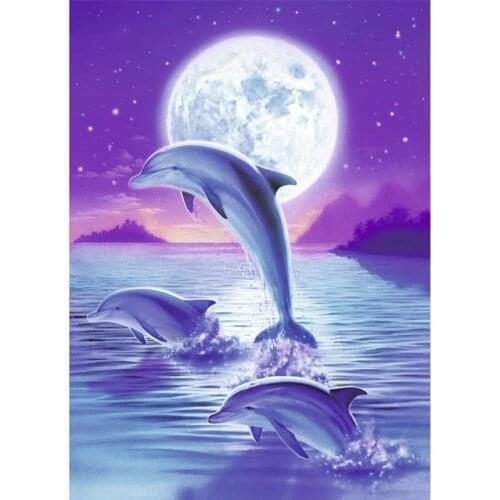 5D DIY Diamond Painting Full Square Diamond Embroidery Dolphin Pictures Of Rhinestones Animal Cross Stitch Home Decor