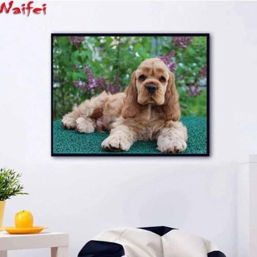 Diamond Painting British cocker spaniel Full Square round Diamond Mosaic pet dog 5D DIY Diamond Embroidery Rhinestone
