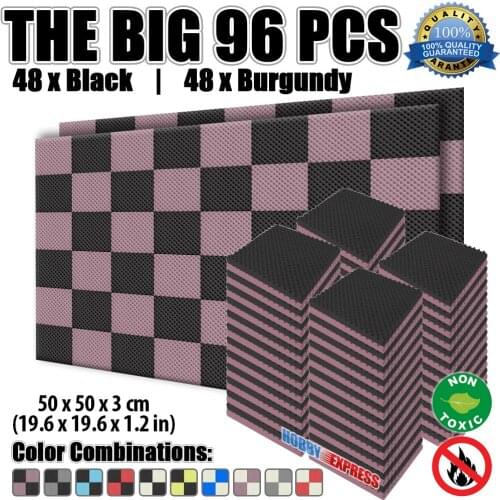 Arrowzoom 96 pcs 50 * 50 * 3 cm (19.6 * 19.6 * 1.1 in) Egg Crate Convoluted Studio Acoustic Foam Sound Absorption Panel KK1052