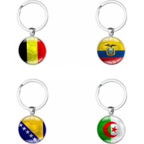 Belgium Ecuador Algeria Bosnia and Herzegovina National Flags Crystal Pendant Car Key Ring Chain Keyring Keychain