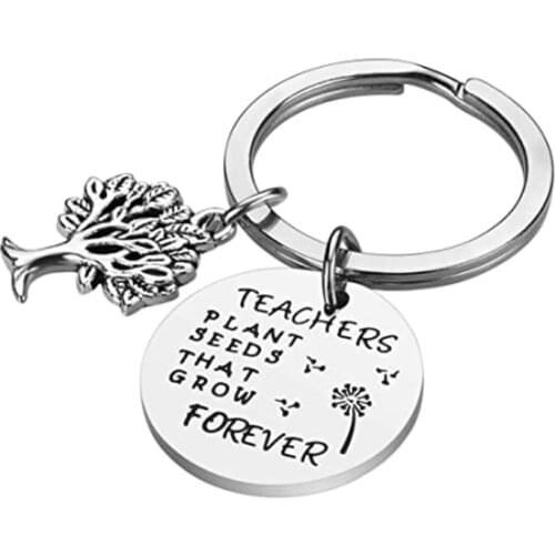 Teacher Gifts for Women - Teachers Plant Seeds That Grow Forever Teacher Keychain Stainless Steel Jewelry Christmas Birthday Gif