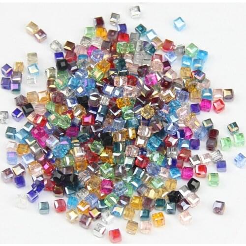 YHBZRET Square shape Upscale Austrian crystal beads spacer 6mm 50pcs Transparent Loose beads for Jewelry making bracelet DIY