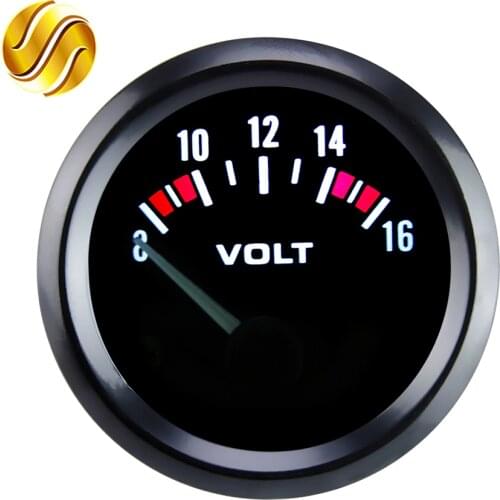 Dragon Gauge VOLTS Car Gauge 2" 52mm VOLT Meter 12V Auto Instrument Voltage Meters 8~16V Black Bezel
