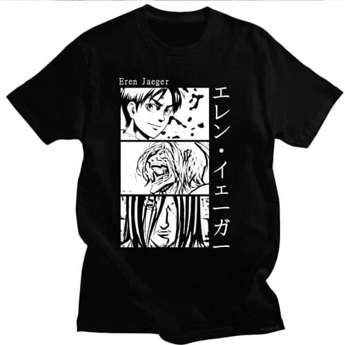 Attack on Titan Anime Manga T Shirt Eren Yeager Cartoon Nice Loose T-shirt Men Harajuku Tee