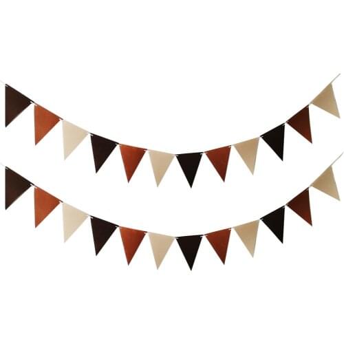Khaki Brown Coffee NonWoven Fabric Wedding Banner Birthday Party Decoration Pennant Baby Children Room Decor Hanging Flags