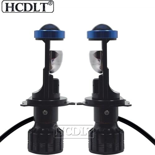 HCDLT Canbus H4 Mini Projector Lens H4 LED Headlight Bulb Turbo LED Lamp Motorcycle 12V/24V 6000K White Hi/Low Beam Car Light