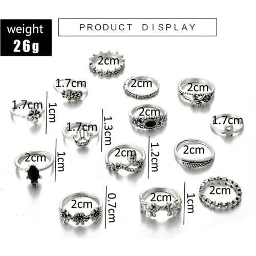 Retro Elephant Flower Leaf Star Palm Alloy Ring Creative Personality Round Female Ring Hip Hop Rock Party Jewelry Bague Femme