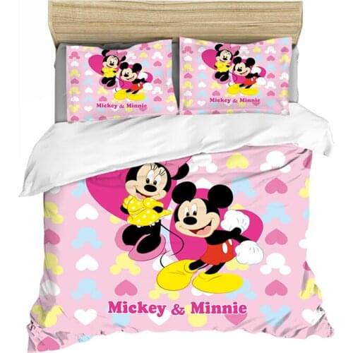 Couple Mickey Minnie Cartoon Bedding Set Children Twin Full King Single Double Size Duvet Cover Pillow Cases Girl Boy Baby Gift