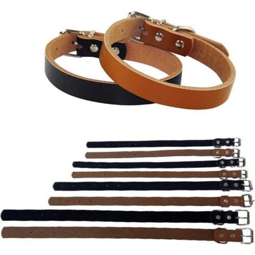 Leather Dog Collar pet Puppy Collars Adjustable dog Neck Strap Soft Real Leather Collar For Small Medium large big Dogs