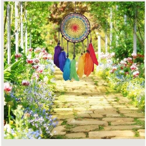 Colorful Peach Tassel Catching Monternet Large Dream Catcher Creative Feathers Home Pendant Decoration Wedding for Decor