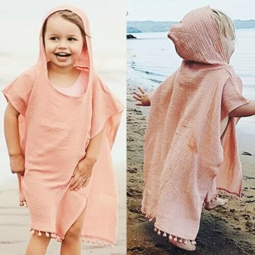 Summer Kids Baby Toddler Girl Long Hooded Tassels Cape Dress Cloak Poncho Outwear Blouse Cape Clothes