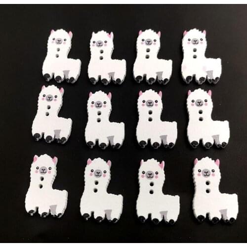 50Pcs Cute 2-Holes Buttons Eco-friendly DIY Alpaca Shape Decorative Sewing Buttons for Childrens Clothing Sewing Accessories