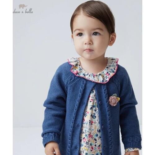 DBJ18804 dave bella autumn infant baby girls fashion floral cardigan kids girl toddler coat children cute knitted sweater