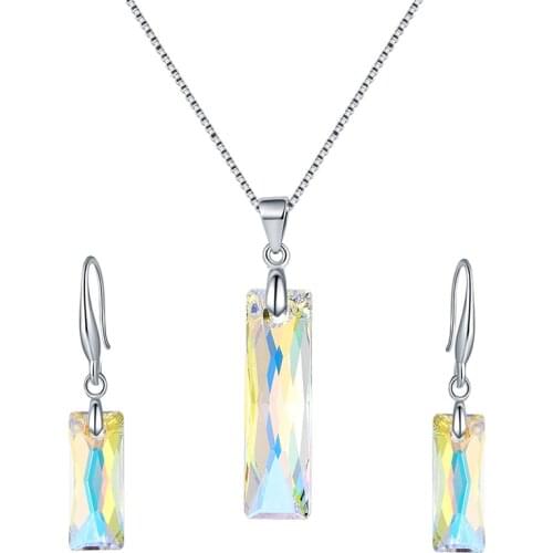 BAFFIN Queen Baguette Pendant Jewelry Sets Crystals From Swarovski Necklace Dangle Earrings For Women Wedding Statement Jewelry