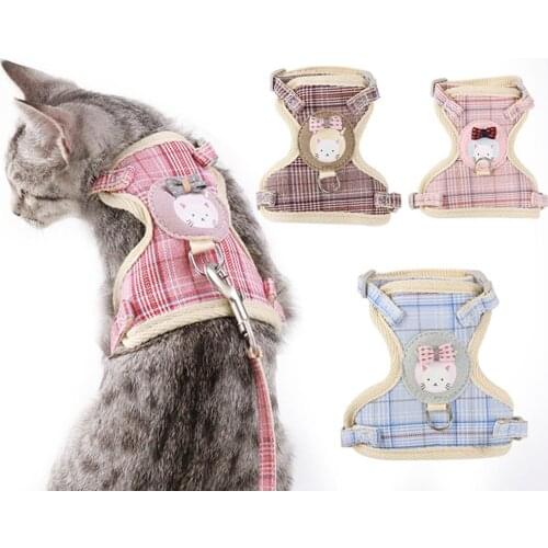 Pet Nylon Adjustable Padded Dog Cat Harness Vest Harnesses Mesh Harness Leash Collar Clothes Vest Cat Kitten Cord Traction Rope