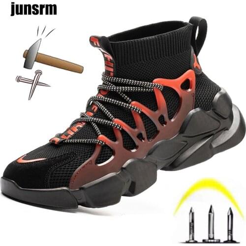 New mens safety shoes steel toe cap puncture-resistant lightweight comfortable breathable sports work boots industrial outdoor