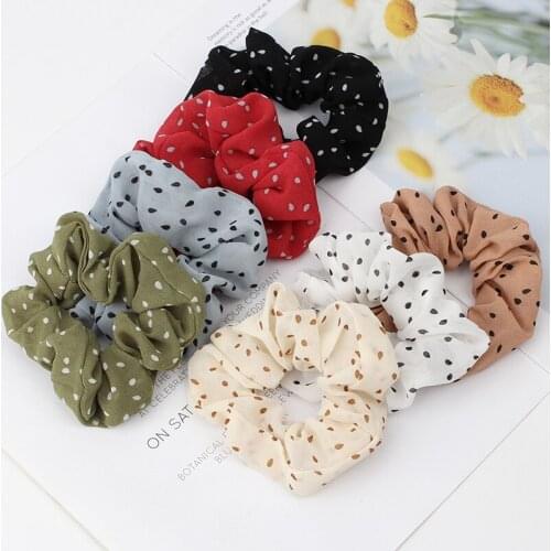 Oaoleer Ins Fashion Scrunchies Dot Furling Hair Rings Holders For Women Girls Fabric Elastic Hair Bands Women Hair Accessories