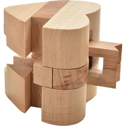 Educational Intelligence Game Luban Lock Valentines Day Gift 3D Wooden Heart Shape Cube IQ Puzzle Brain Teaser Russia Ming Lock