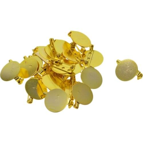 24pcs Golden Brooch Base Badge Settings Iron Blanks Tray Findings 20mm