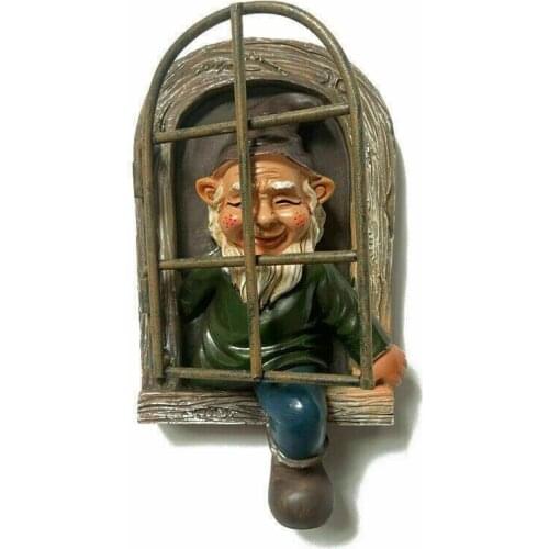 Open Window Dwarf Dwarf Resin Cartoon Small Ornaments Crafts Tree Garden Decorations