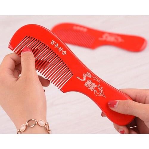 Wedding Supplies Wood Combs Brides Wooden Comb Marry Dowry Hairbrush Newcomers Hairdressing Straight Gift Hair Brush Hot Sale