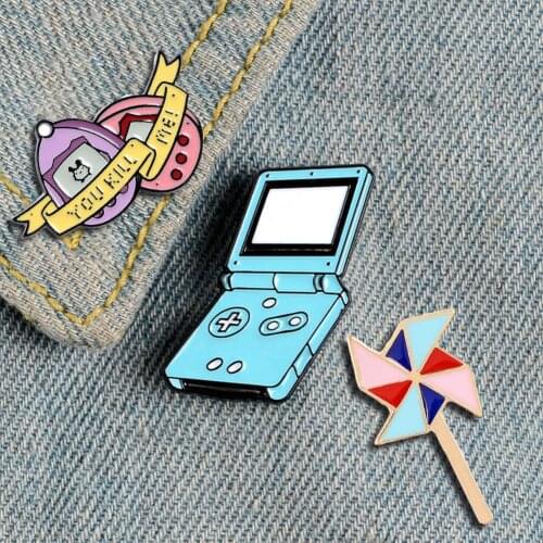 Cute Unisex Game Console Windmill Enamel Shape Brooch Pin Bag Badge Accessory